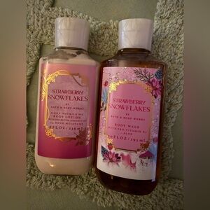 Bath & Body Works Strawberry Snowflakes Body Wash and Lotion Set